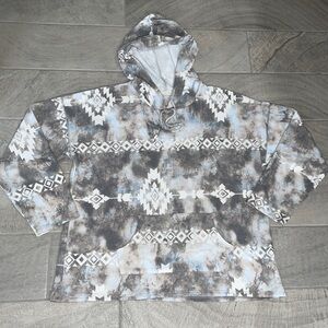 Cotton Bleu Aztec Pullover Hoodie, Women’s Size Large.